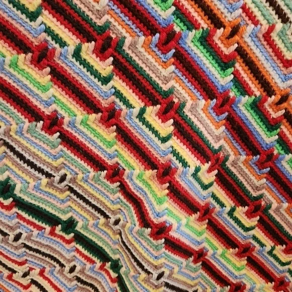 HANDMADE Crochet Multi-colored Blanket - Picture 3 of 9